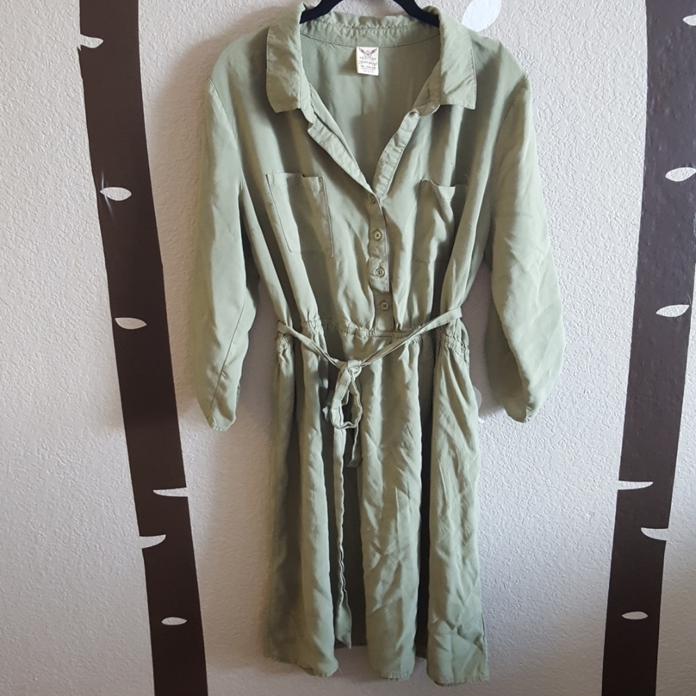 🌵Faded Glory Green Shirt Dress